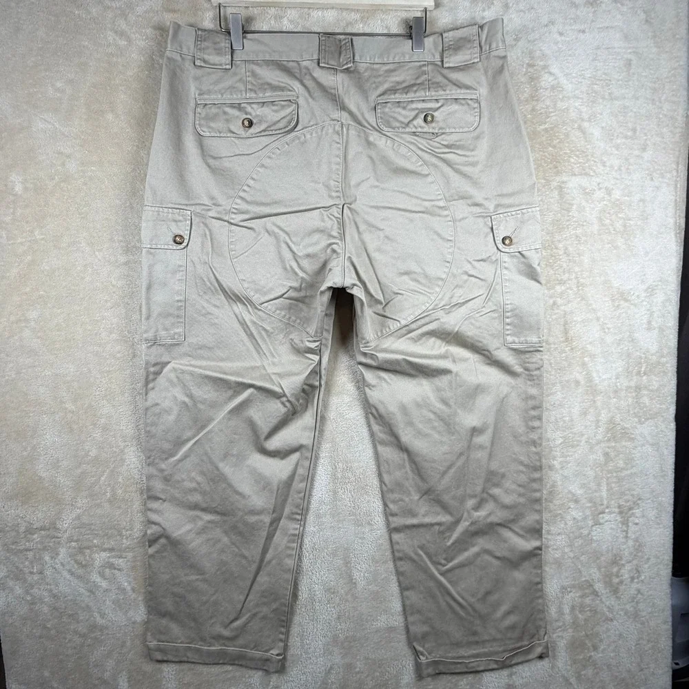 Orvis Sporting Traditions Men 42 Khaki Cotton Twill Cargo Pants‎ Reinforced Seat